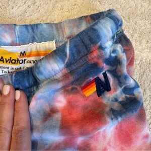 Aviator Nation Tie-Dye Sweatpants in Red White and Blue
